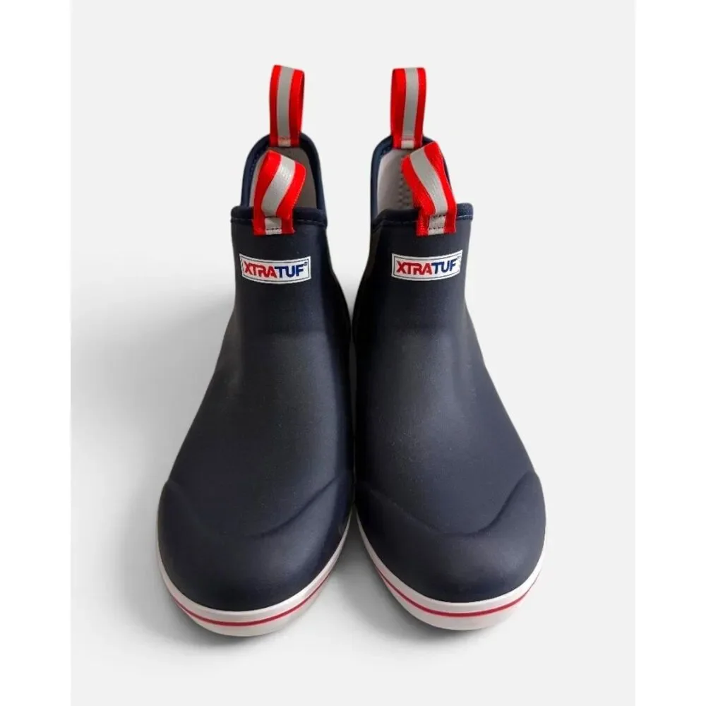 XTRATUF Men's Navy/Red Ankle Deck Boot, NWT! Size 9